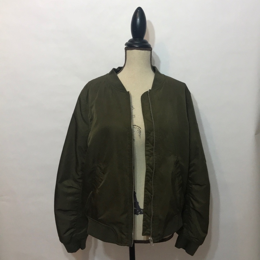Army green bomber jacket
